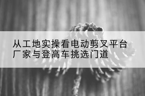 新昌电动剪叉升降平台厂家-从工地实操看电动剪叉平台厂家与登高车挑选门道